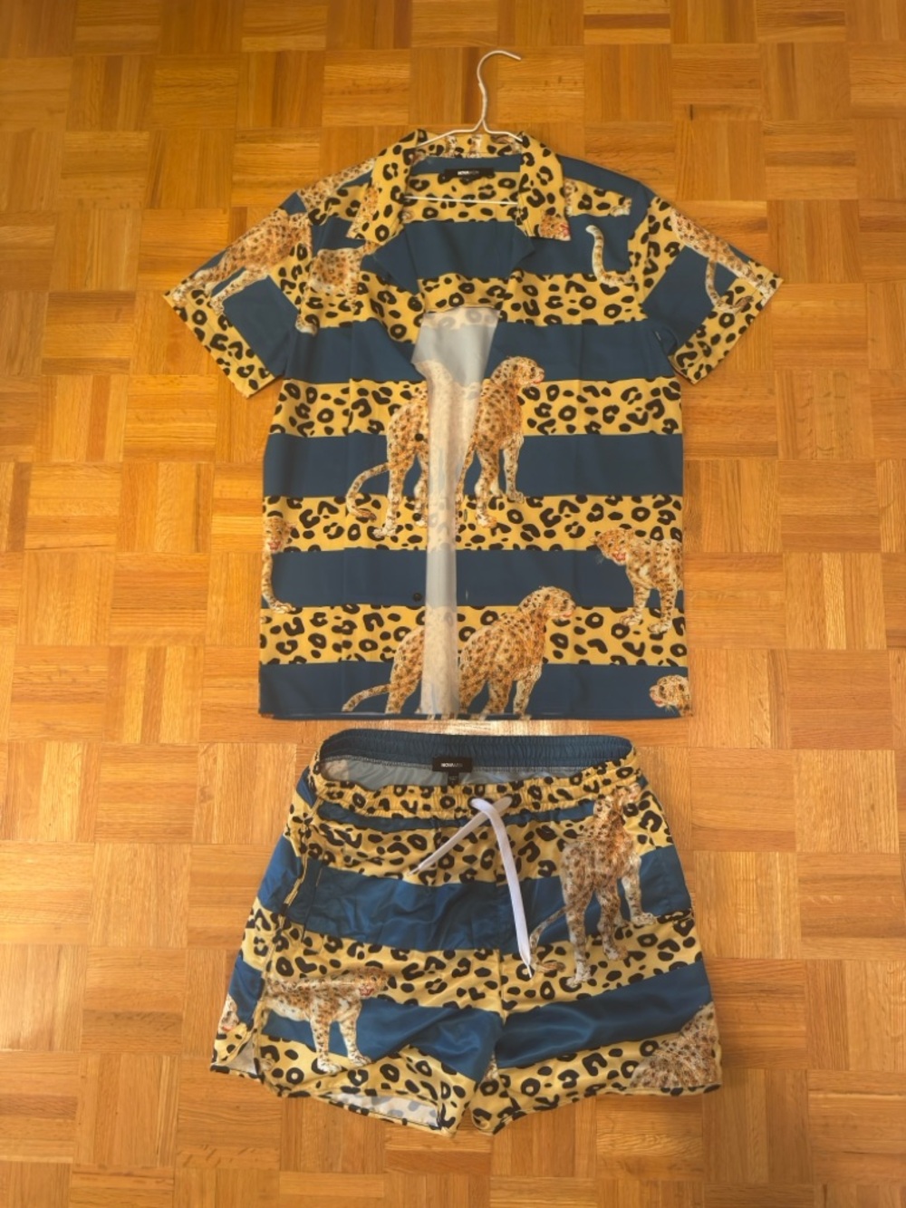 Blue and Gold Leopard Stripe Set